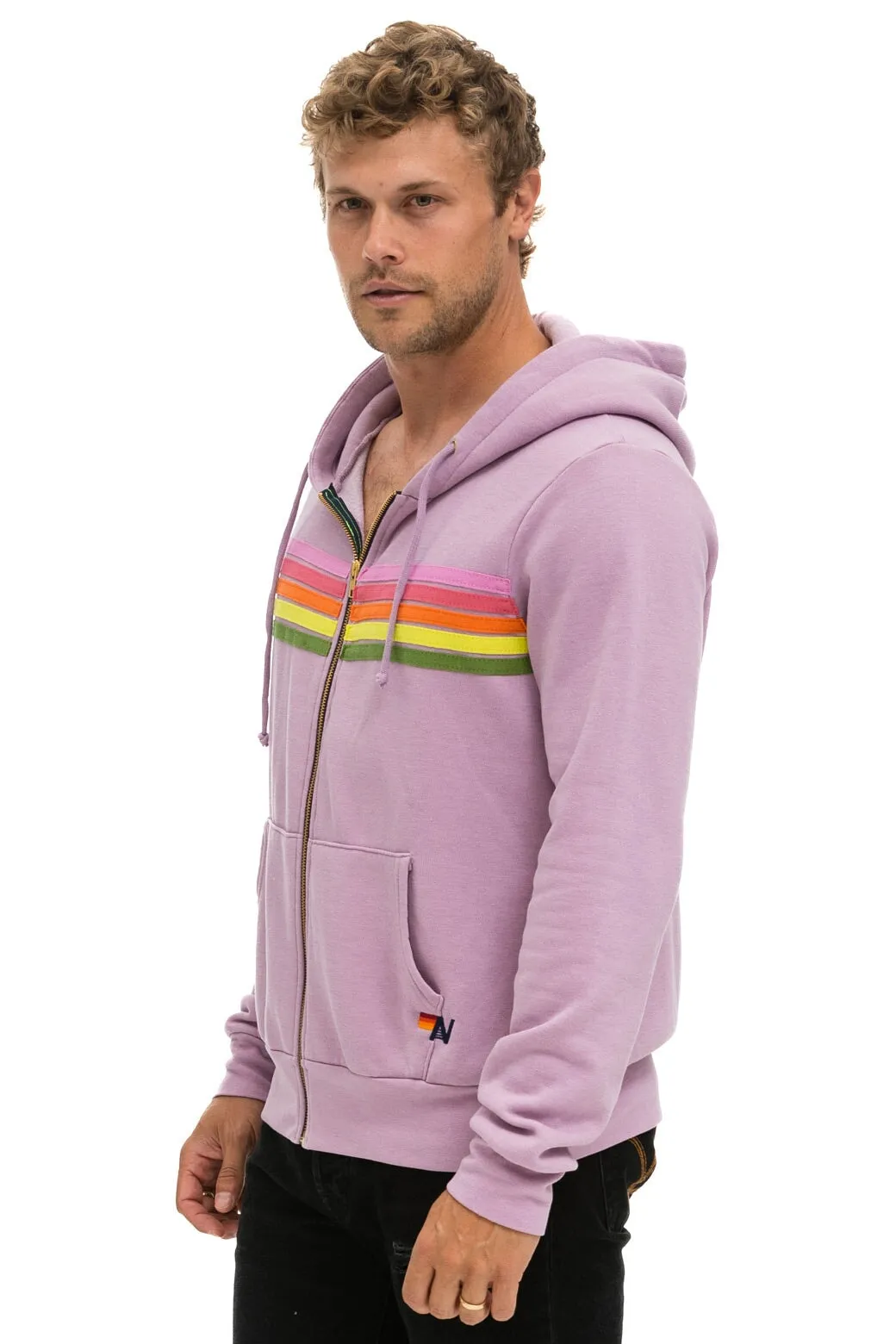 5 STRIPE HOODIE - MAUVE // PINK // GREEN