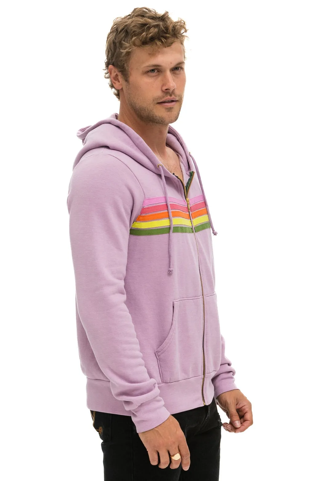 5 STRIPE HOODIE - MAUVE // PINK // GREEN