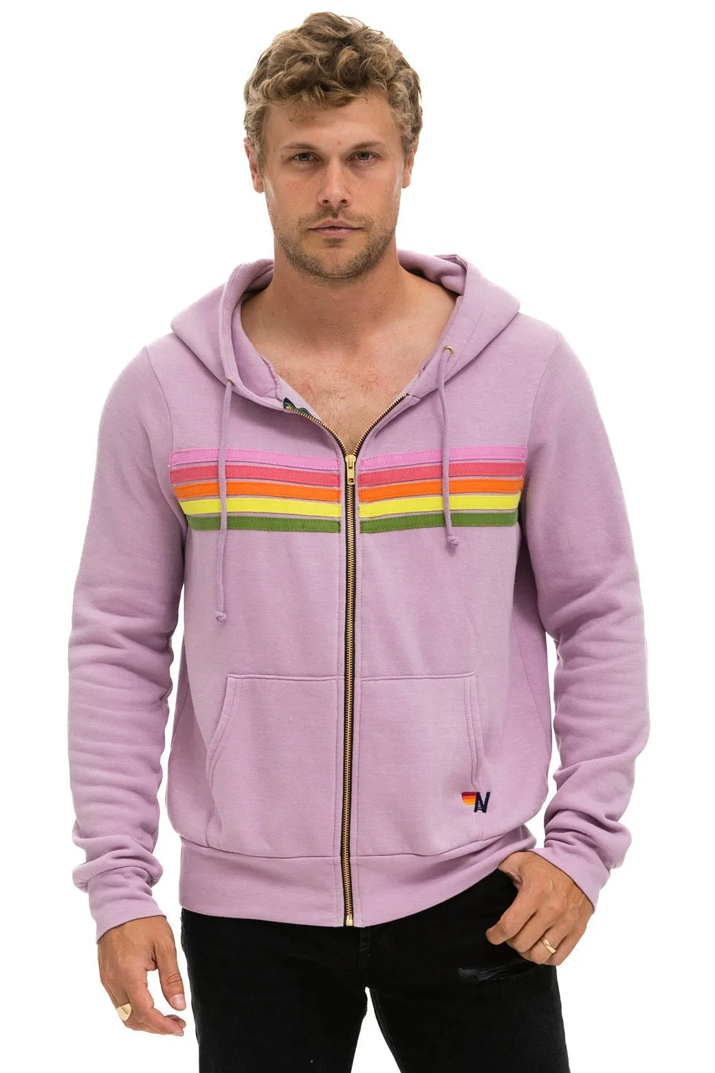 5 STRIPE HOODIE - MAUVE // PINK // GREEN