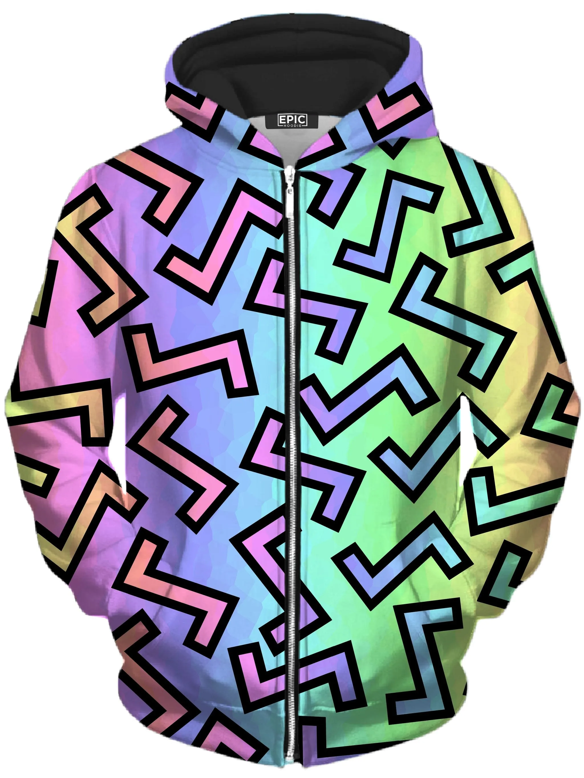 80s Rainbow Unisex Zip-Up Hoodie