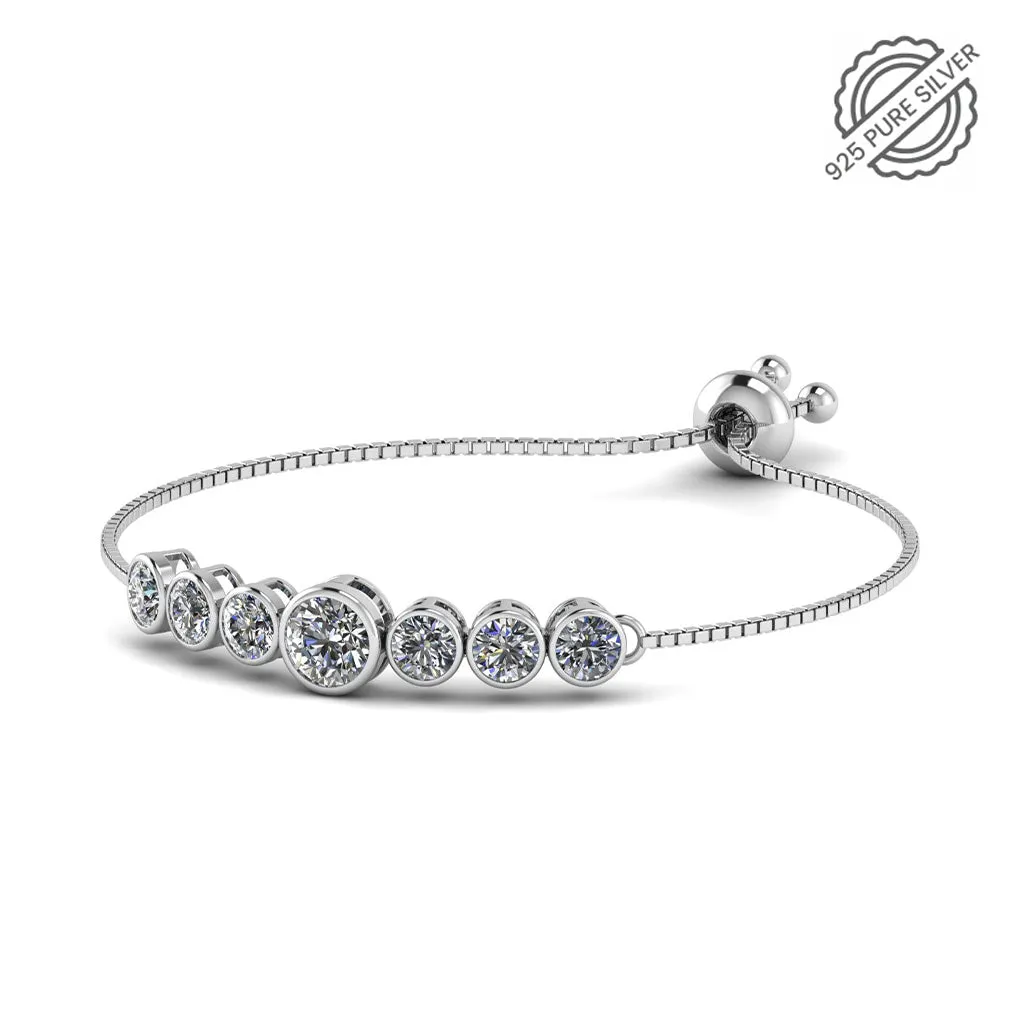 925 Sterling Silver Classic Solitaire Diamonds Bracelet for Women and Girls