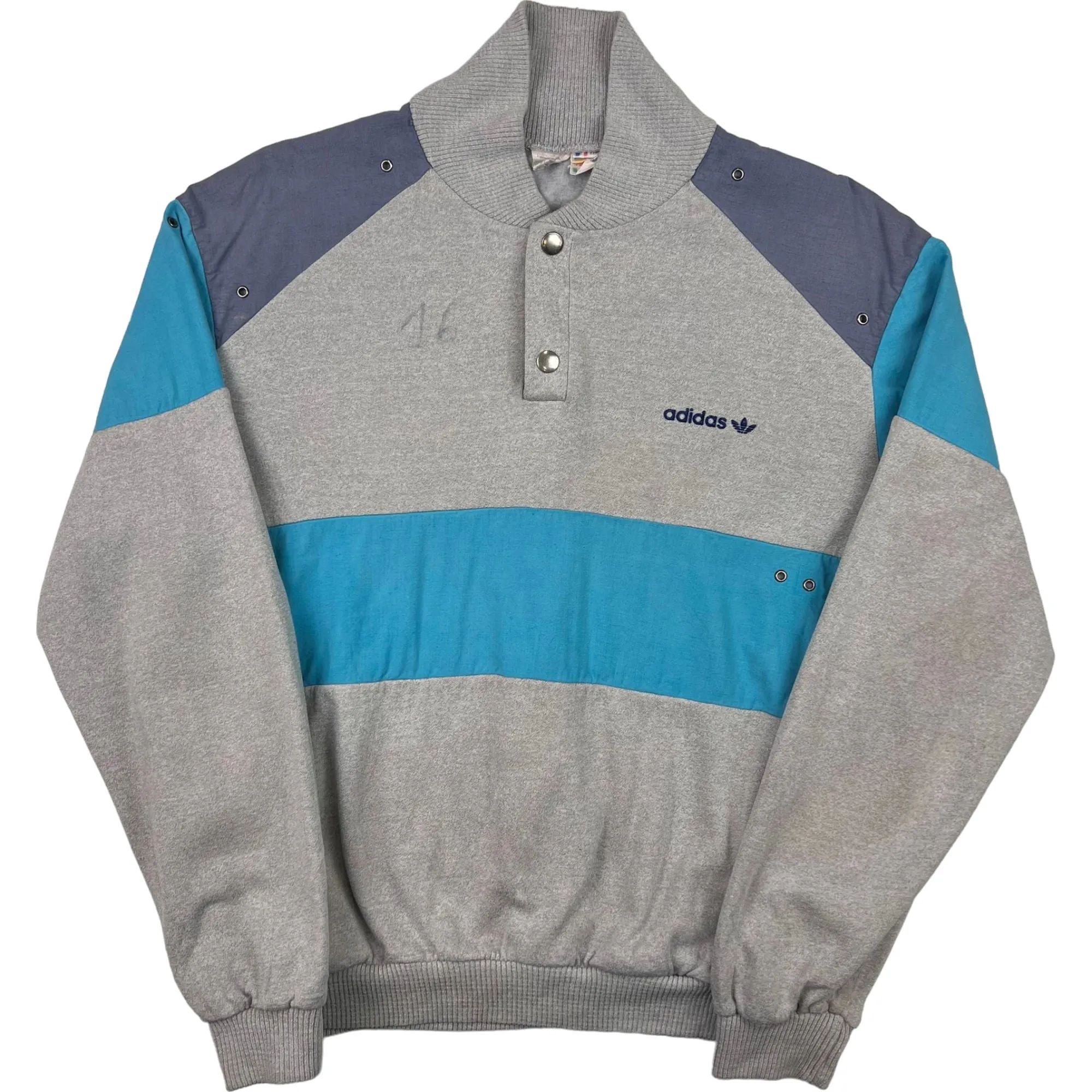 Adidas 90s Colourblock Quarter-Zip Sweatshirt Grey Blue