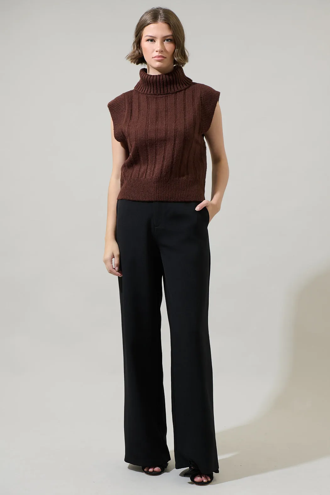 Anaya Turtle Neck Ribbed Sweater Top