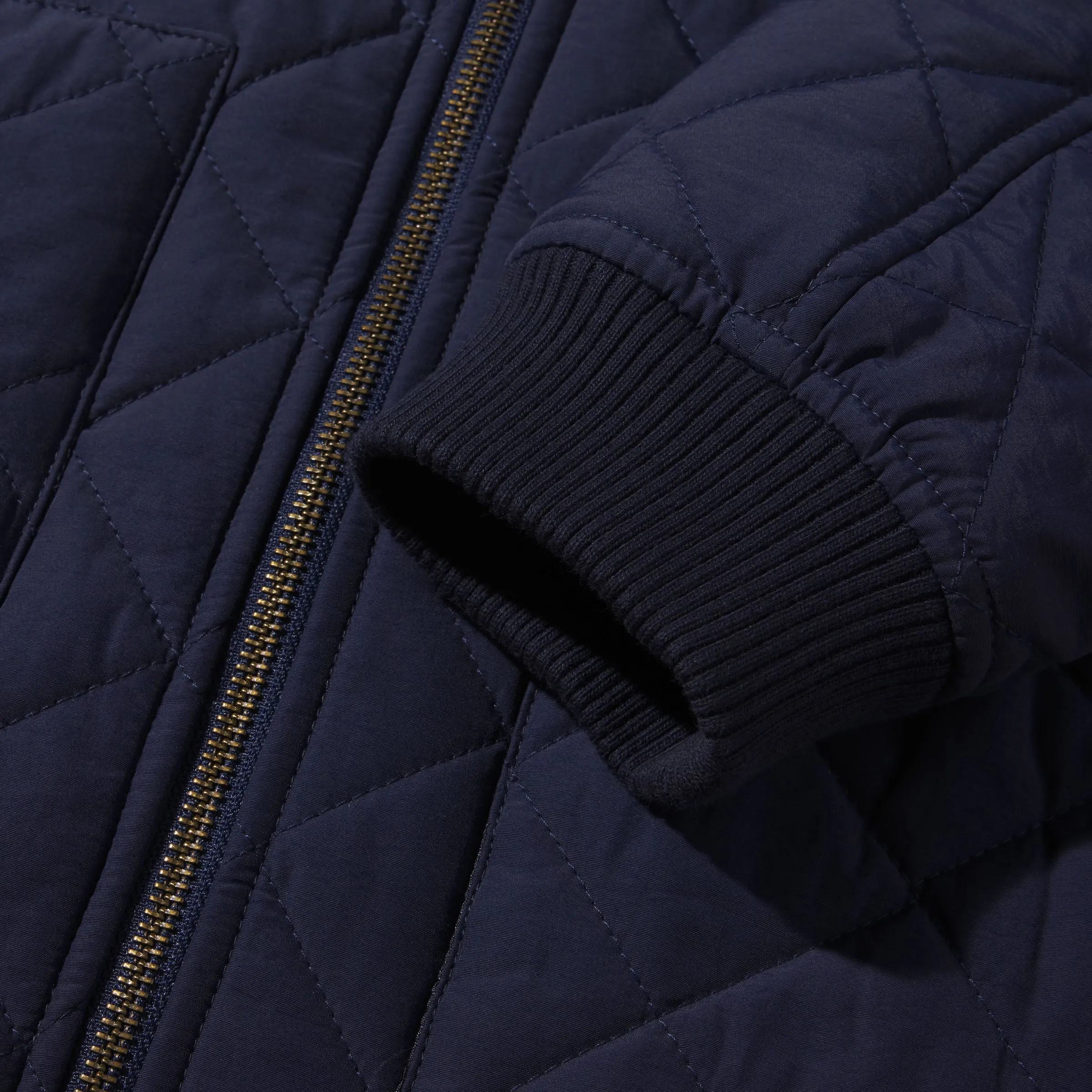 Andes Diamond Quilted Bomber - Navy