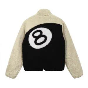 Autumn And Winter Thickened Double Sided Lamb Fleece Black 8 Billiards Print Jacket High Street Fashion