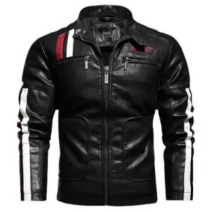 Autumn Winter Men Stand Collar Zipper Biker Leather Jacket Fashion Coat Casual Slim Windbreaker Motorcycle genuine Leather Jacket