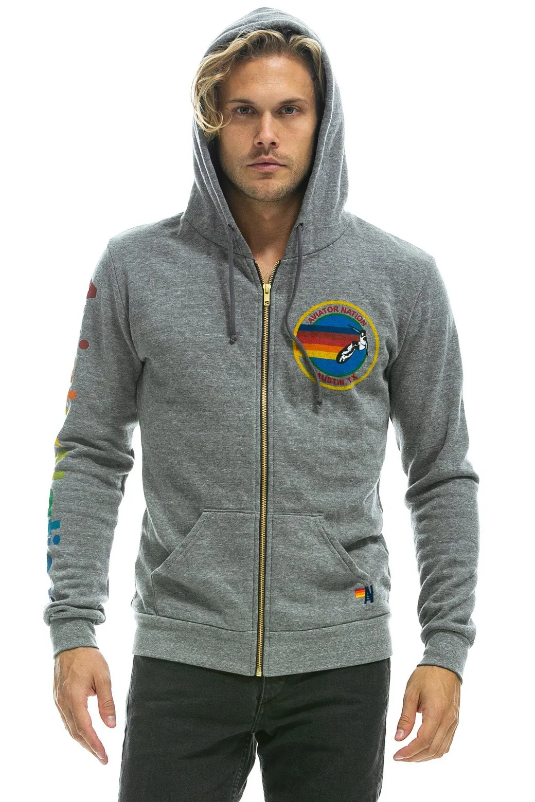 AVIATOR NATION AUSTIN HOODIE - HEATHER GREY