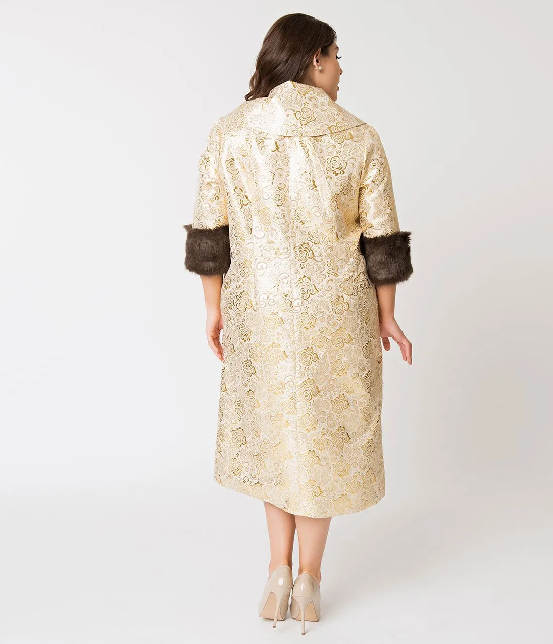 Barbie x Unique Vintage Plus Size Evening Splendour Brocade Coat