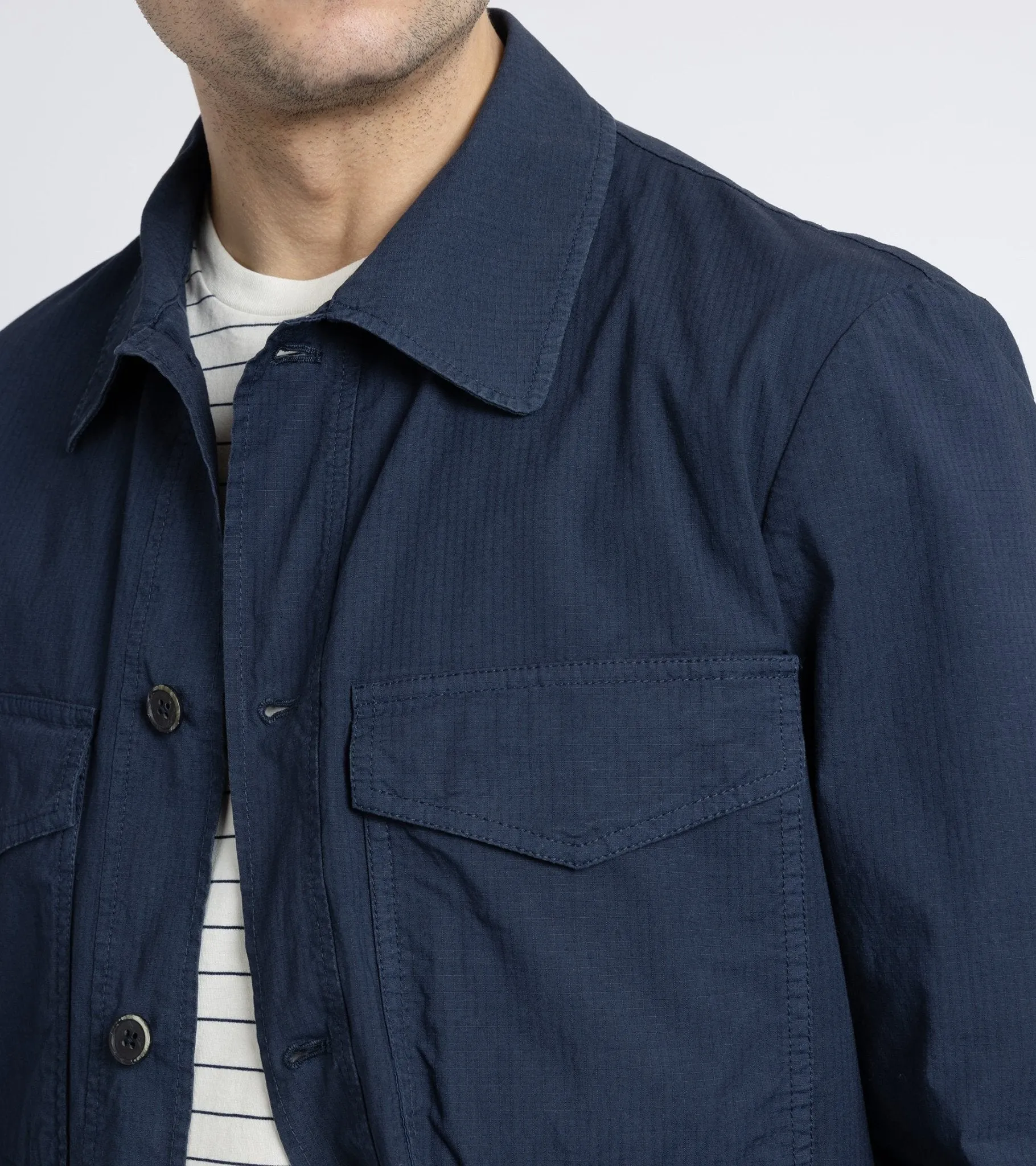 Barena Desco Mariol Ripstop Overshirt: Navy