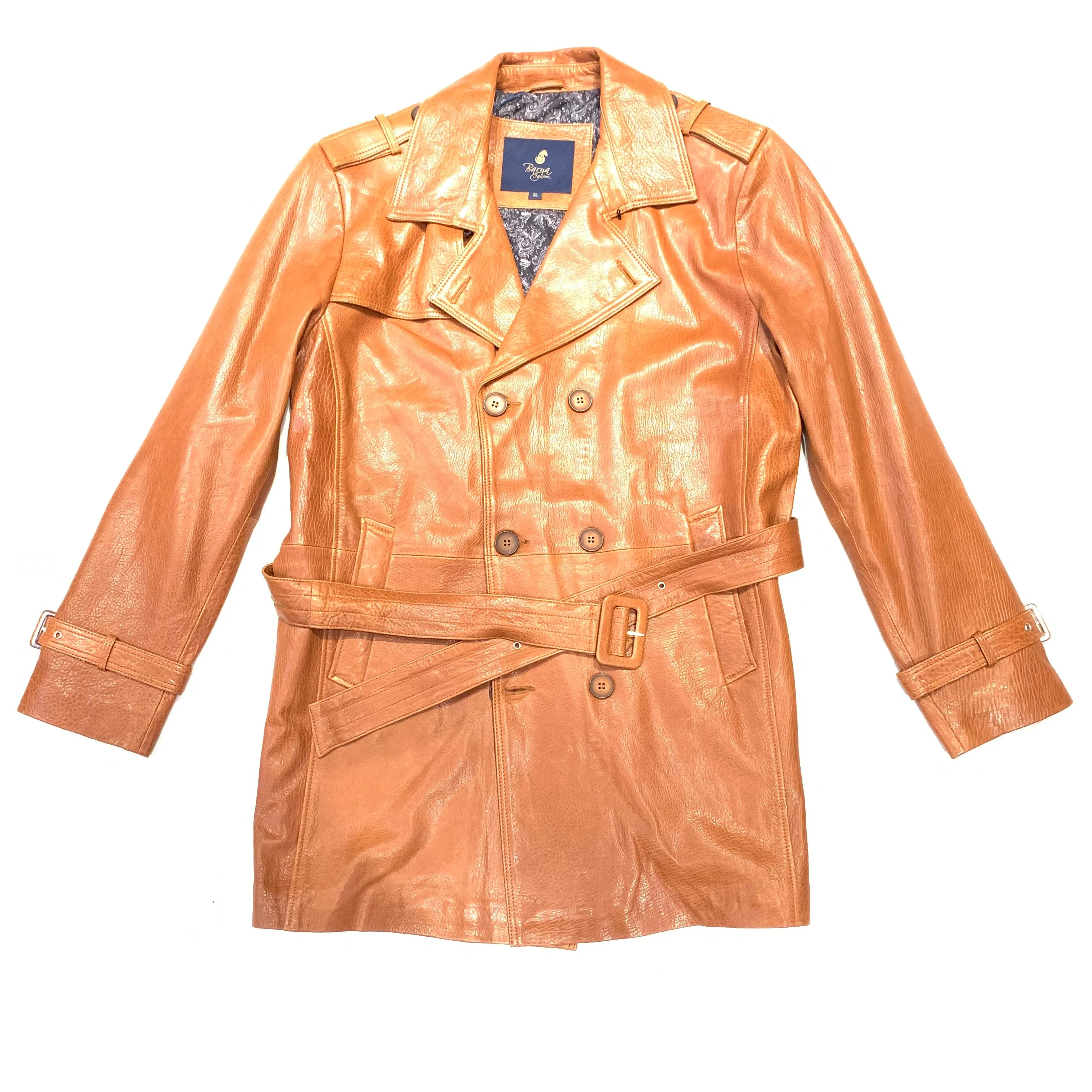 Barya NewYork Cognac Lambskin Trench Jacket