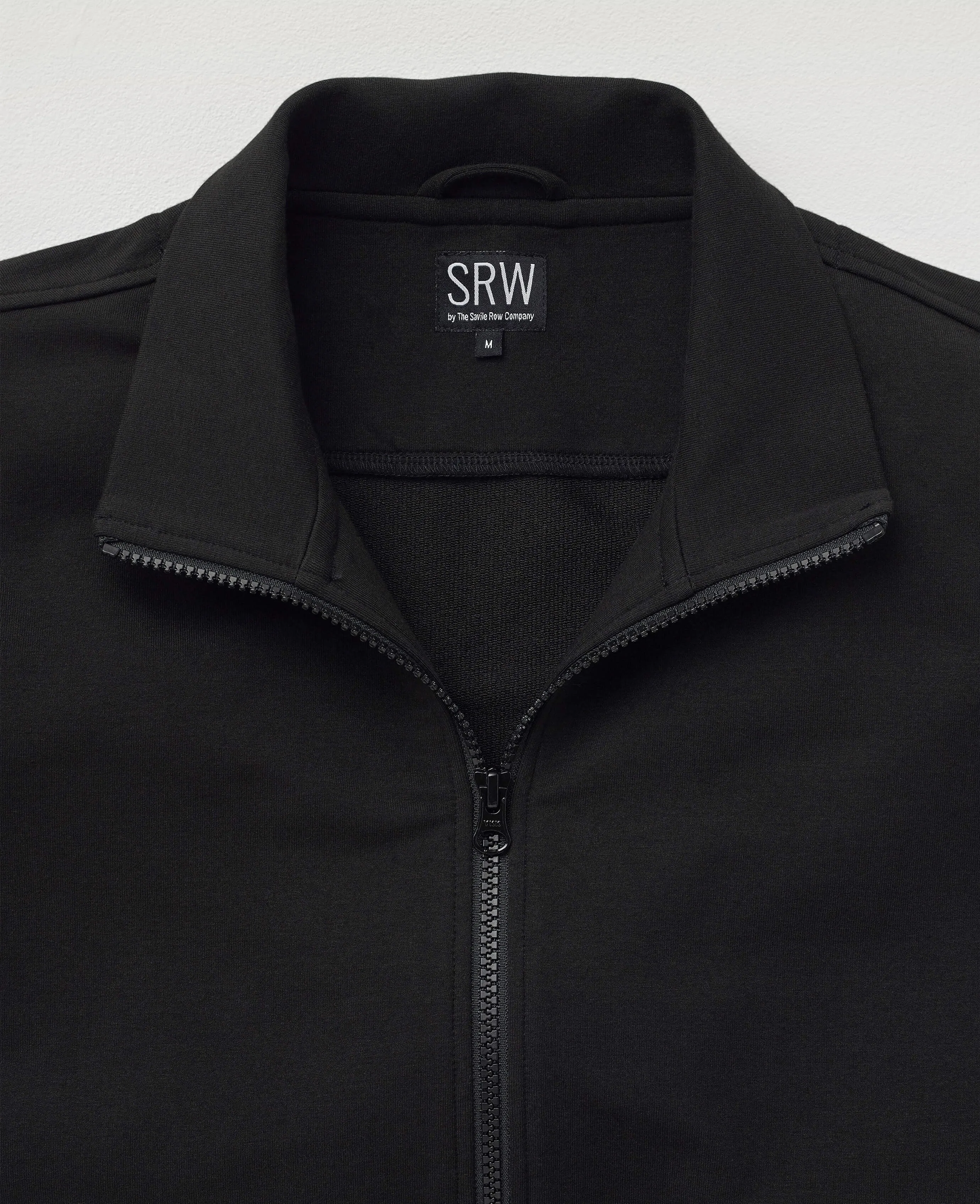 Black Stretch Cotton Blend Zip-Up Sweatshirt