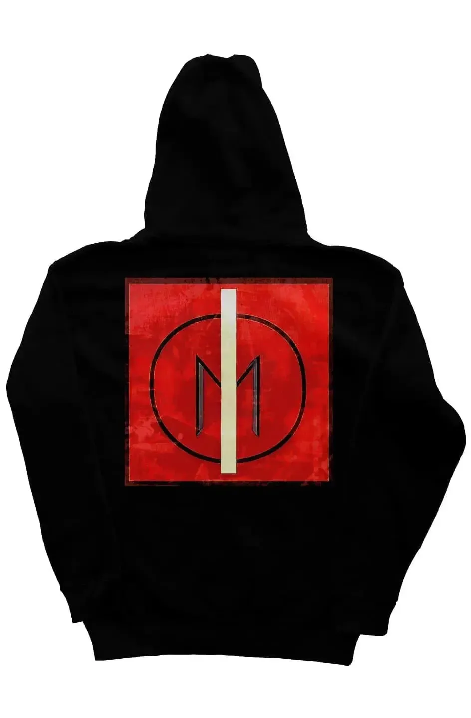 Black Zipper Hoodie with Red Artwork