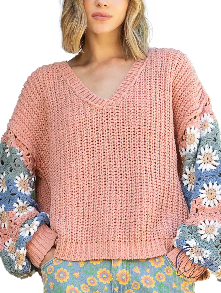 Botanical Patchwork Knit Sweater