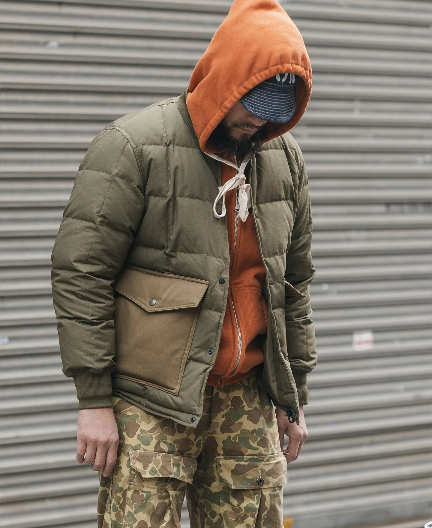 Box Quilted Down Liner Jacket - Olive