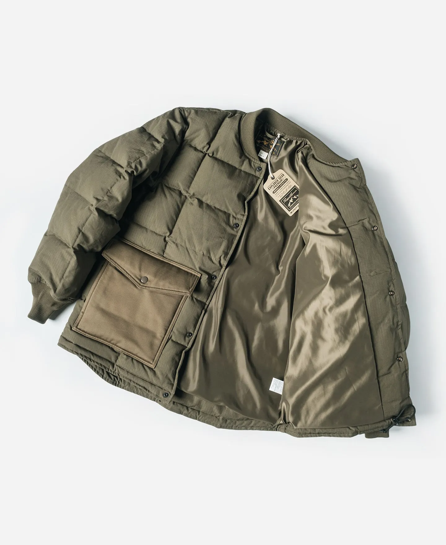 Box Quilted Down Liner Jacket - Olive