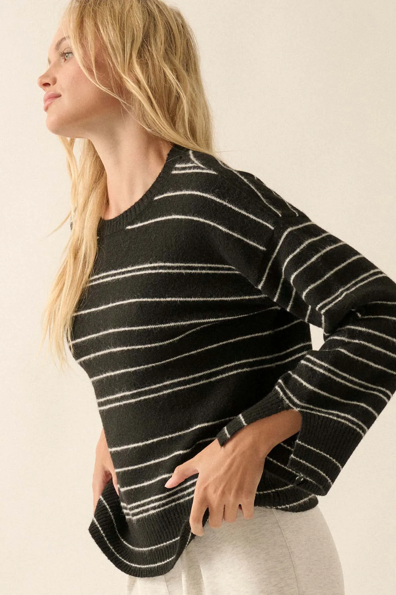 By the Rules Striped Split-Sleeve Sweater