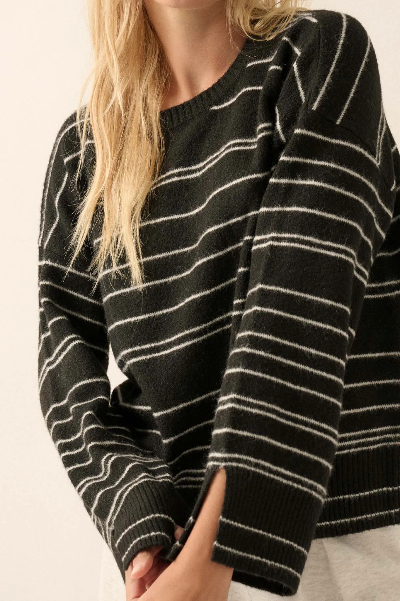 By the Rules Striped Split-Sleeve Sweater