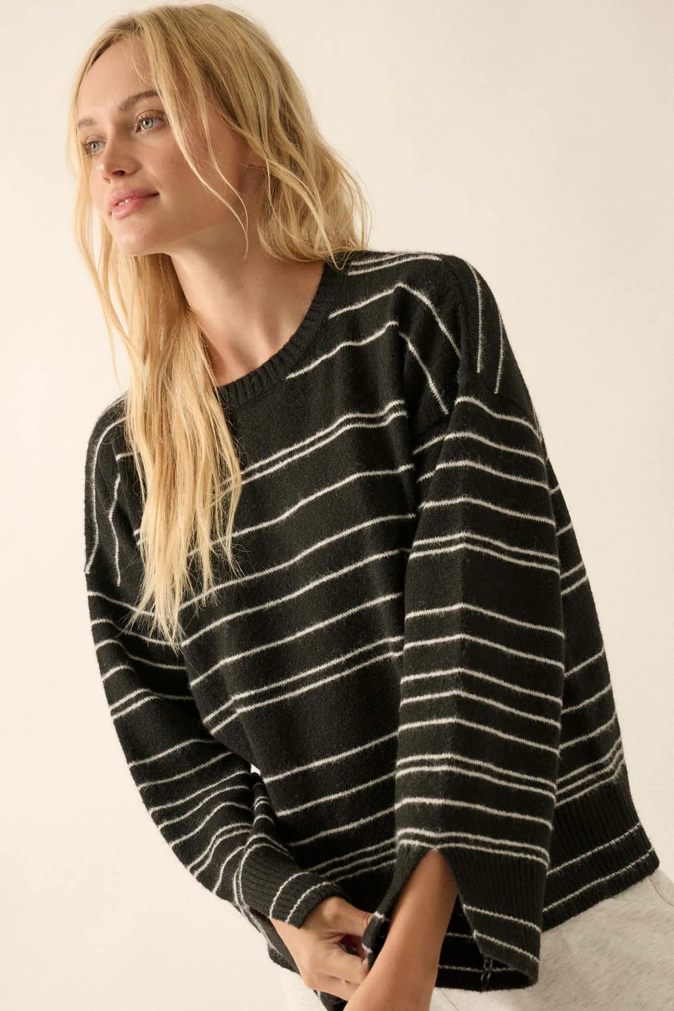 By the Rules Striped Split-Sleeve Sweater