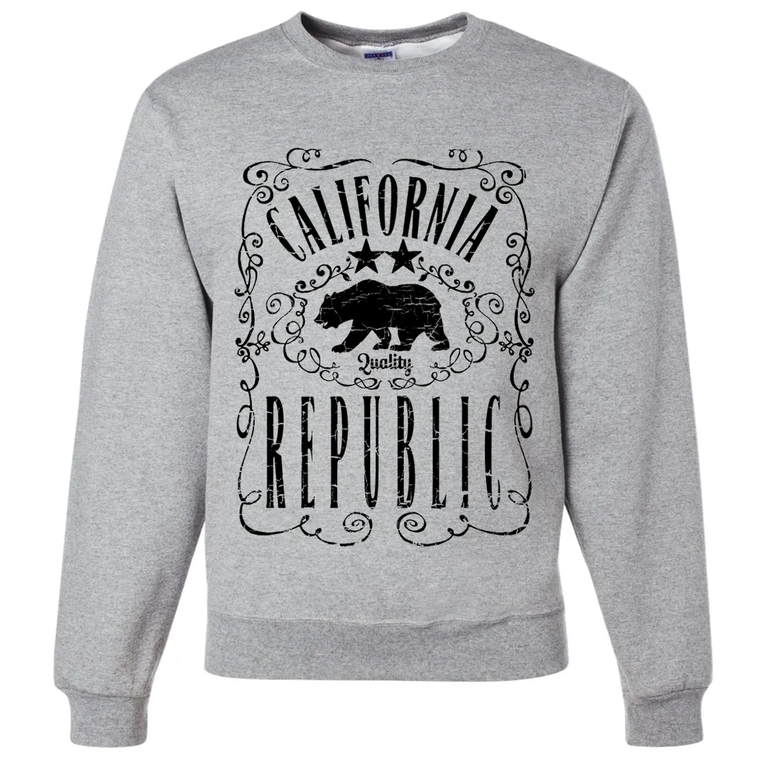 California Republic JD Whiskey Black Print Crewneck Sweatshirt