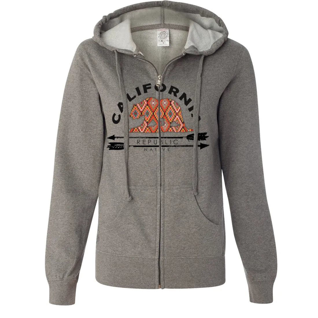 California Republic Native Ladies Lightweight Fitted Zip-Up Hoodie