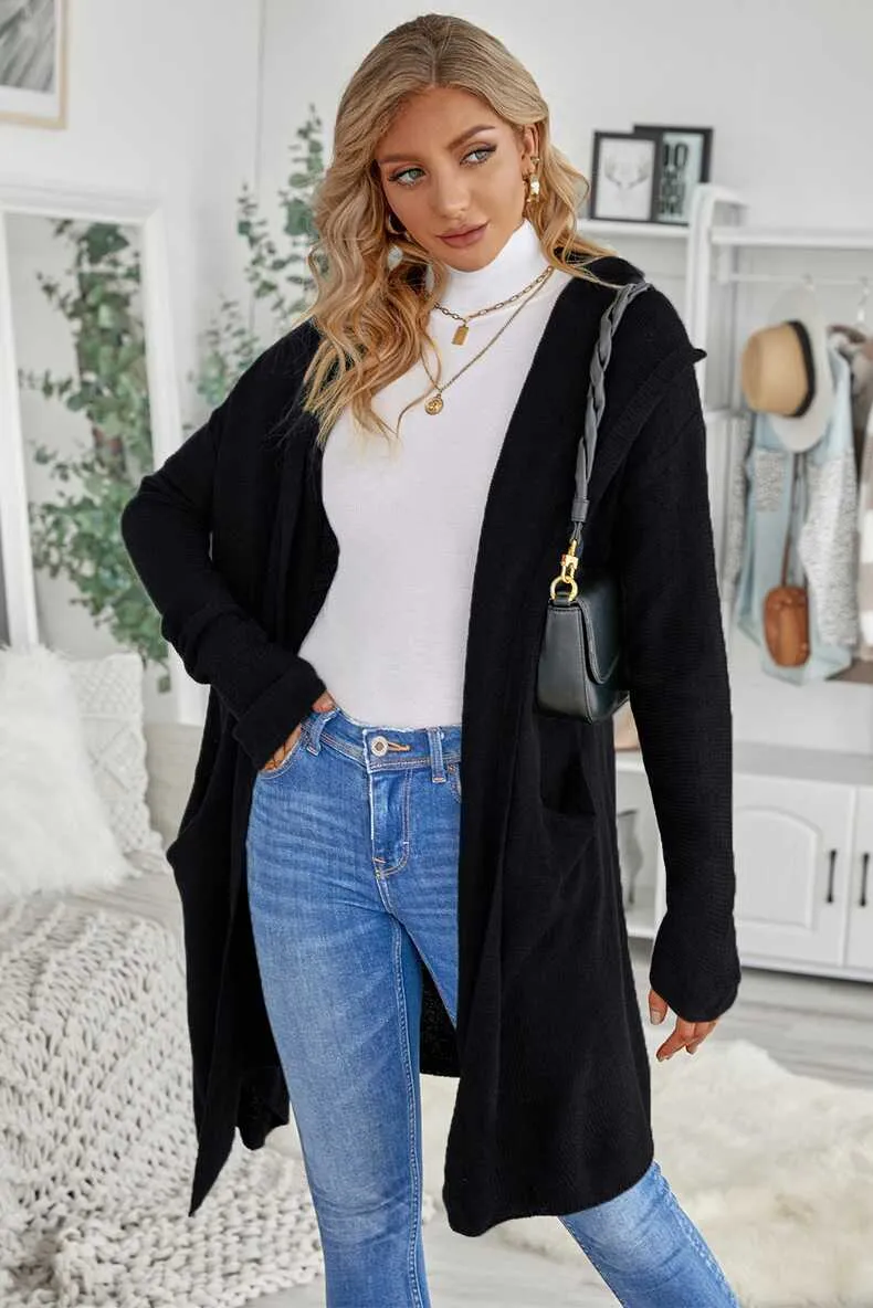 Casual Hooded Mid-Length Trench