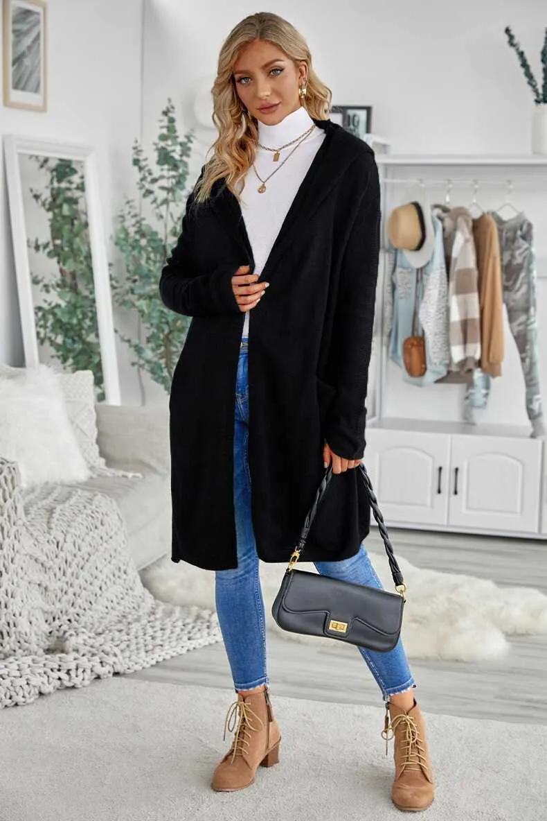 Casual Hooded Mid-Length Trench