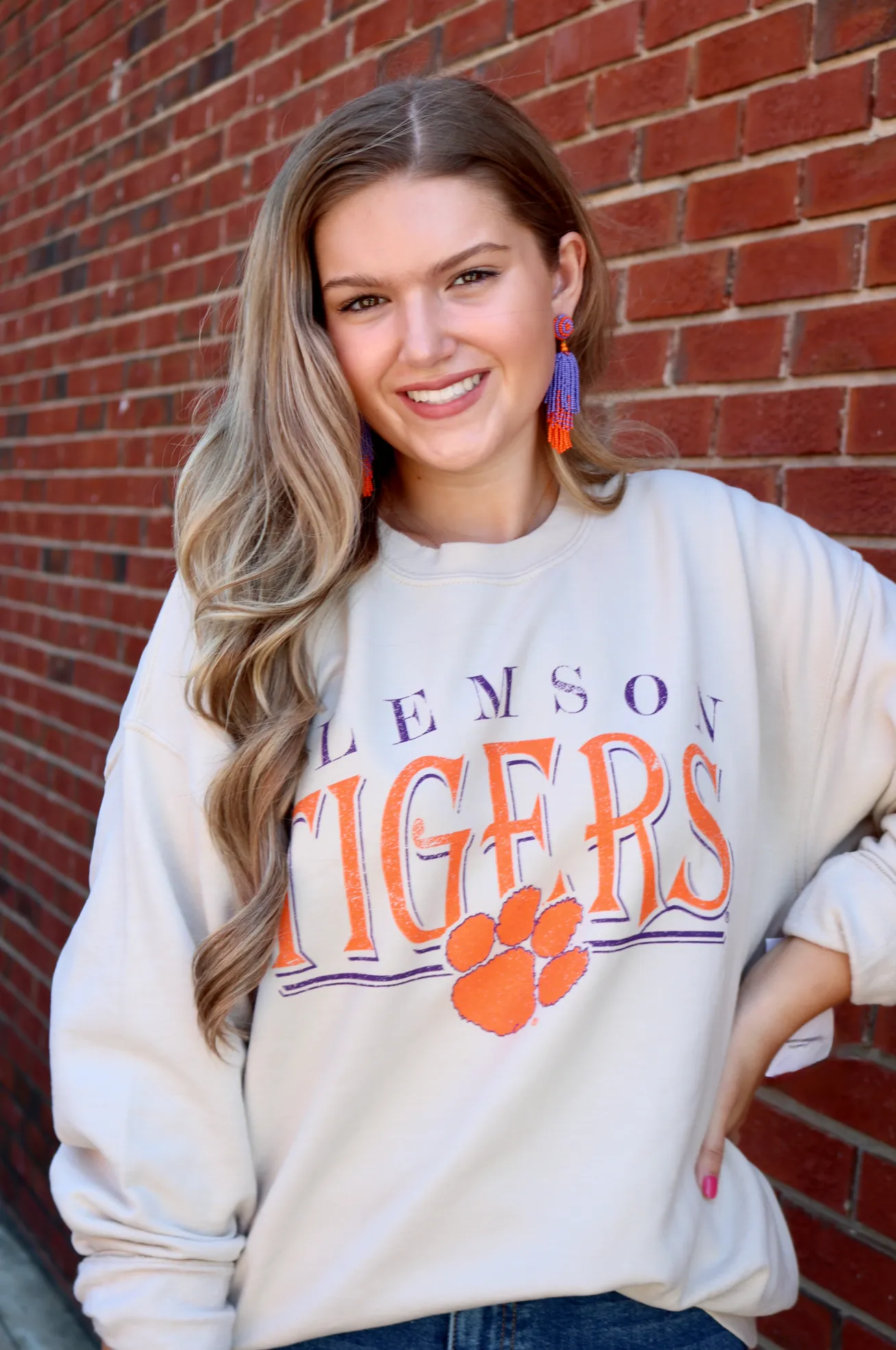 Clemson Tigers 80s Sand Thrifted Sweatshirt