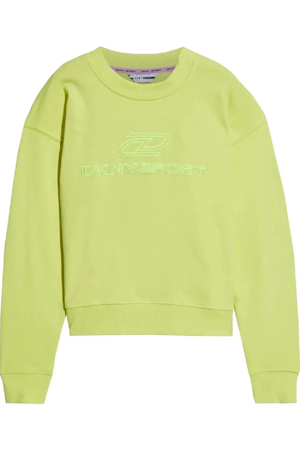 Dkny Sport Women's Embroidered Logo Cotton Sweatshirt, Lime green, XL