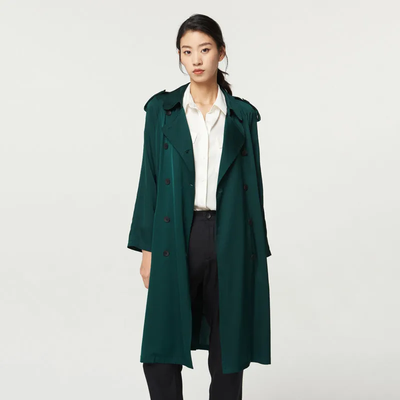 Double Silk Women's Mid-Length Trench Coat