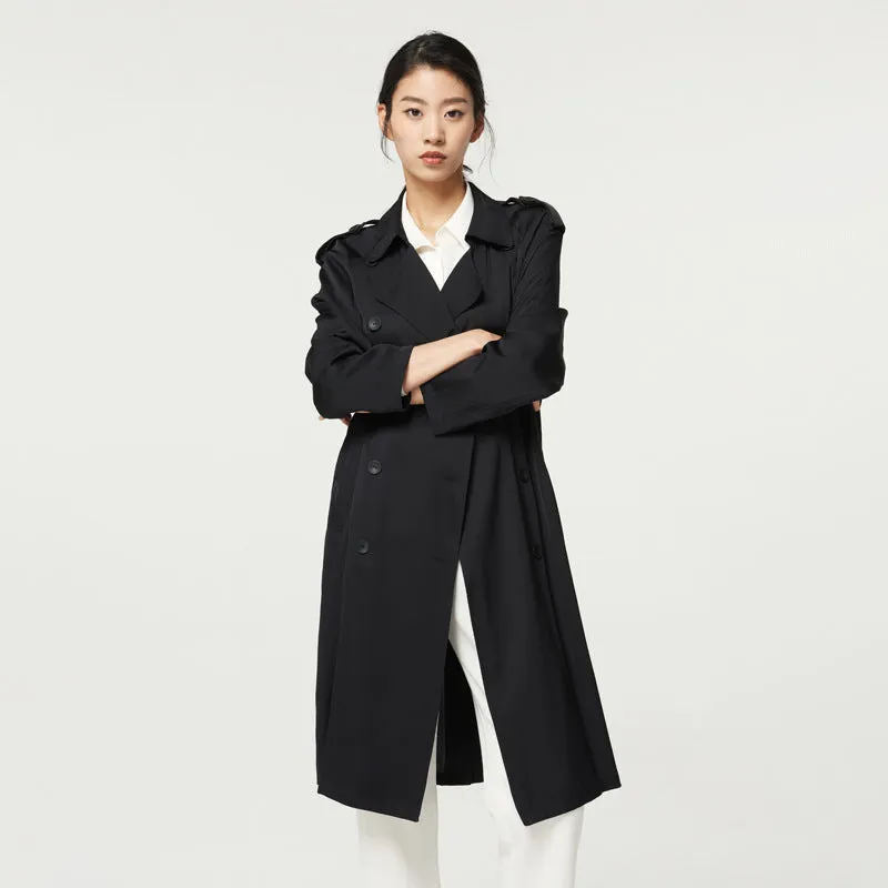 Double Silk Women's Mid-Length Trench Coat