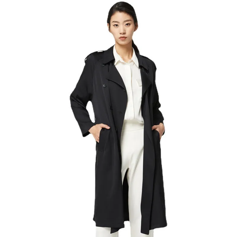 Double Silk Women's Mid-Length Trench Coat