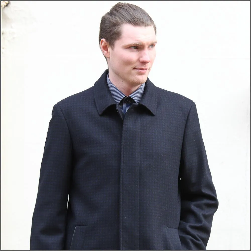 Douglas Lincoln Navy Wool/Cashmere Car Coat<>