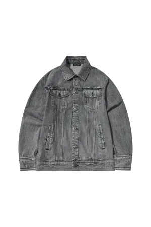 Embroidered Patche Washed Denim Jacket