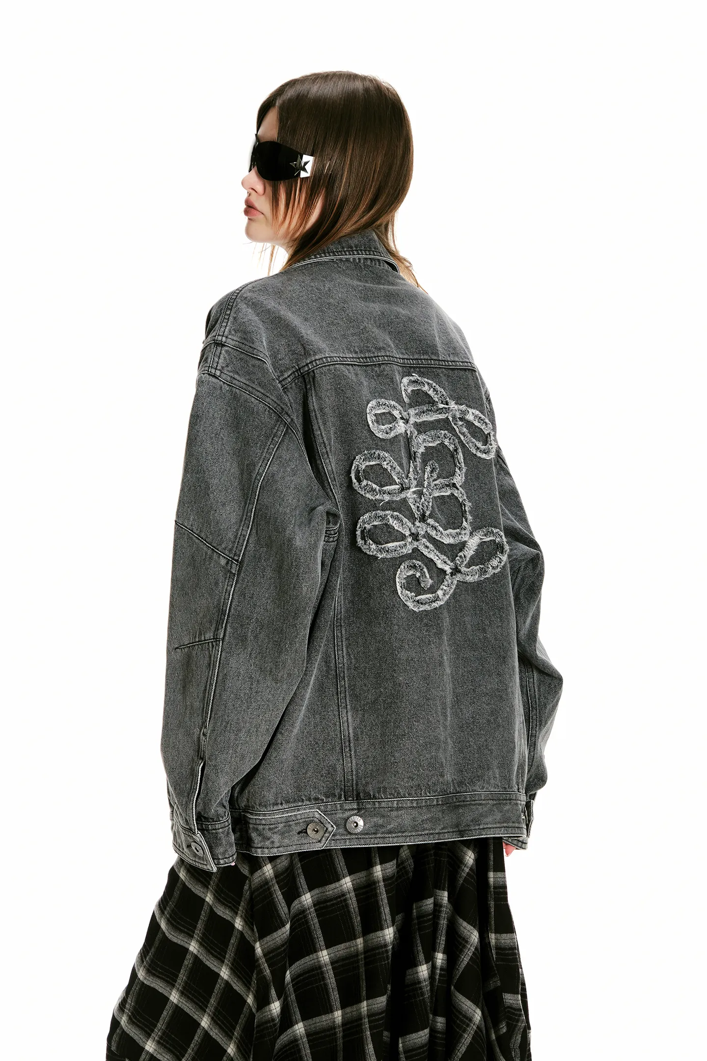 Embroidered Patche Washed Denim Jacket