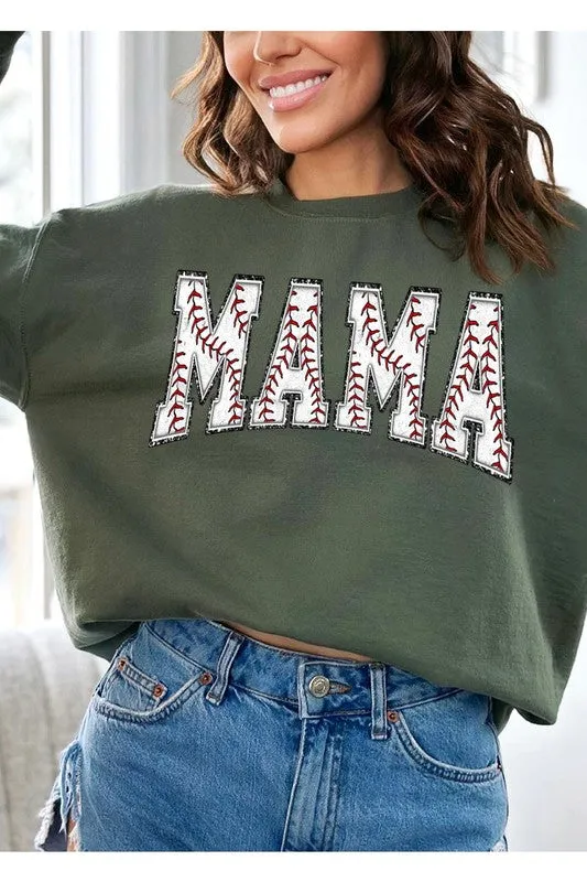 Explore More Collection - Baseball Mama Oversized Graphic Fleece Sweatshirts