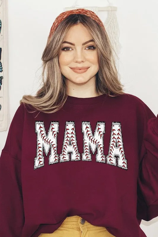 Explore More Collection - Baseball Mama Oversized Graphic Fleece Sweatshirts