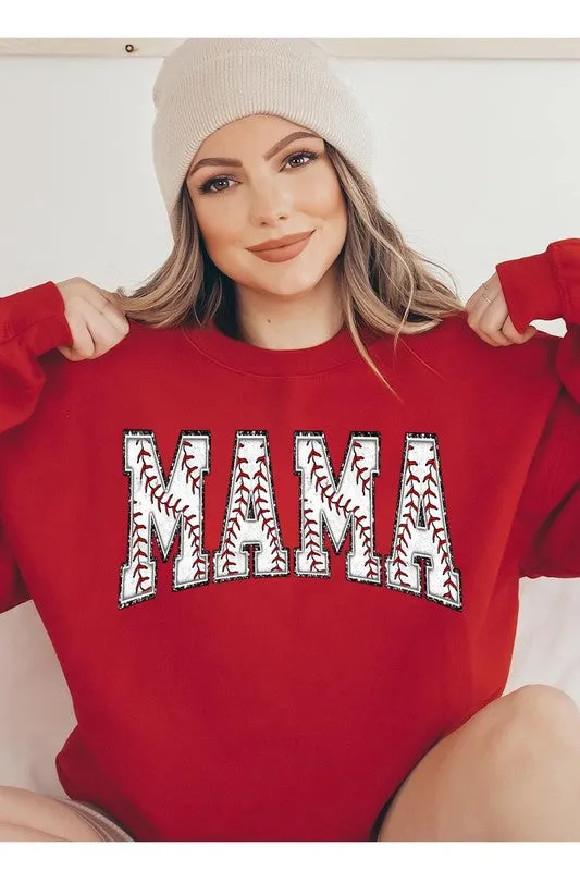 Explore More Collection - Baseball Mama Oversized Graphic Fleece Sweatshirts