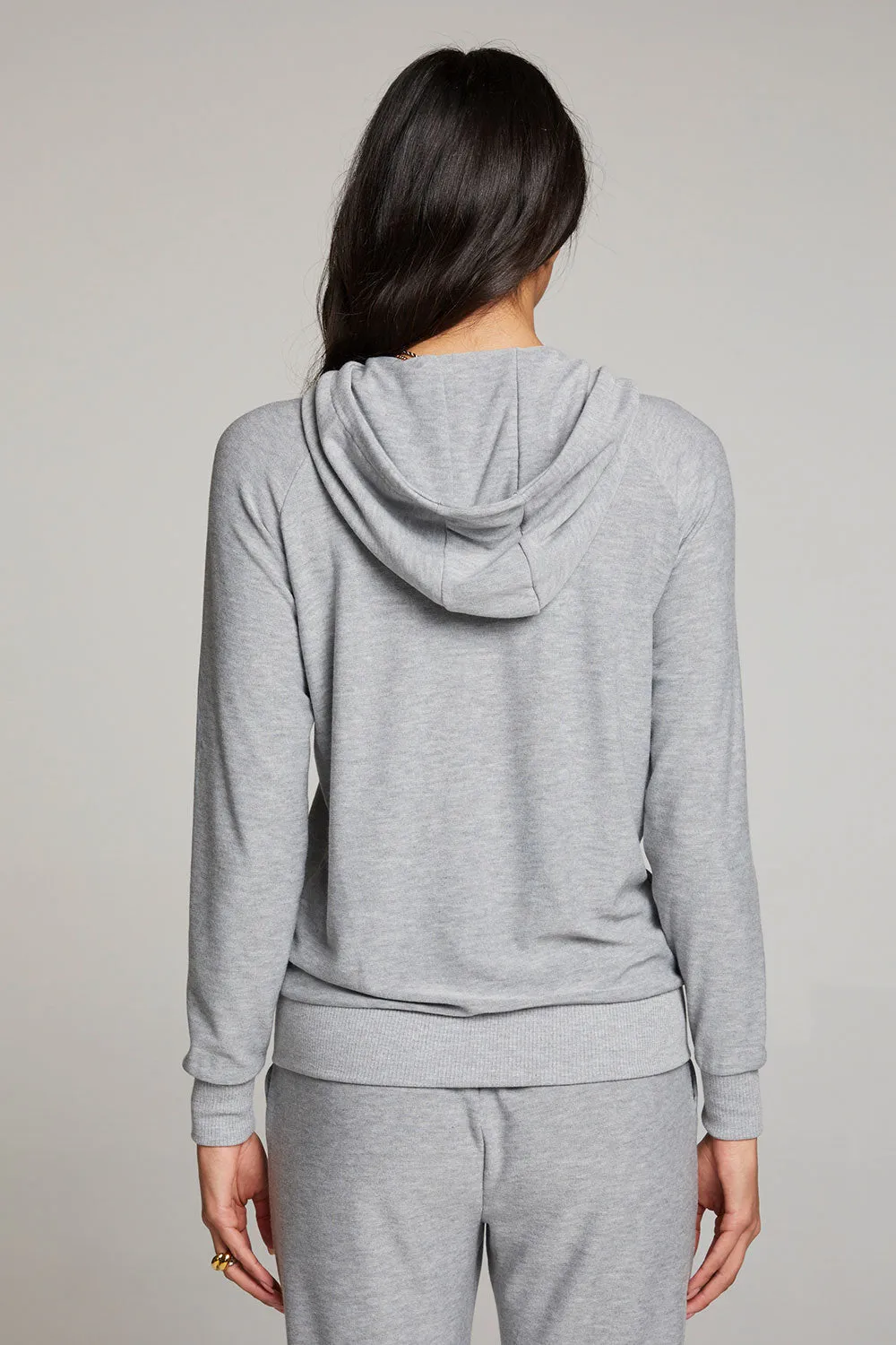 Heather Grey Long Sleeve Raglan Zip Up Hoodie