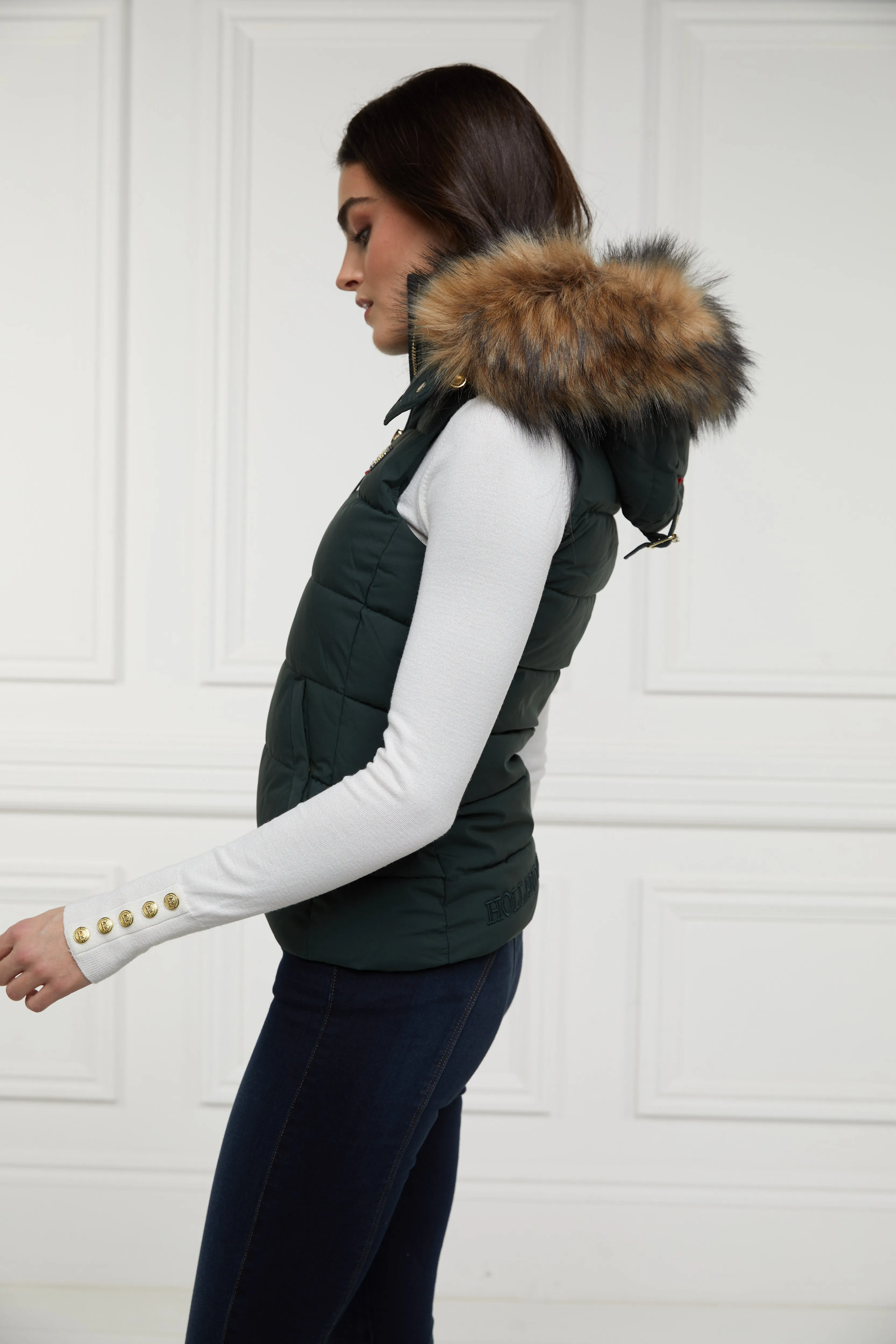 Heritage Faux Fur Gilet (Racing Green)