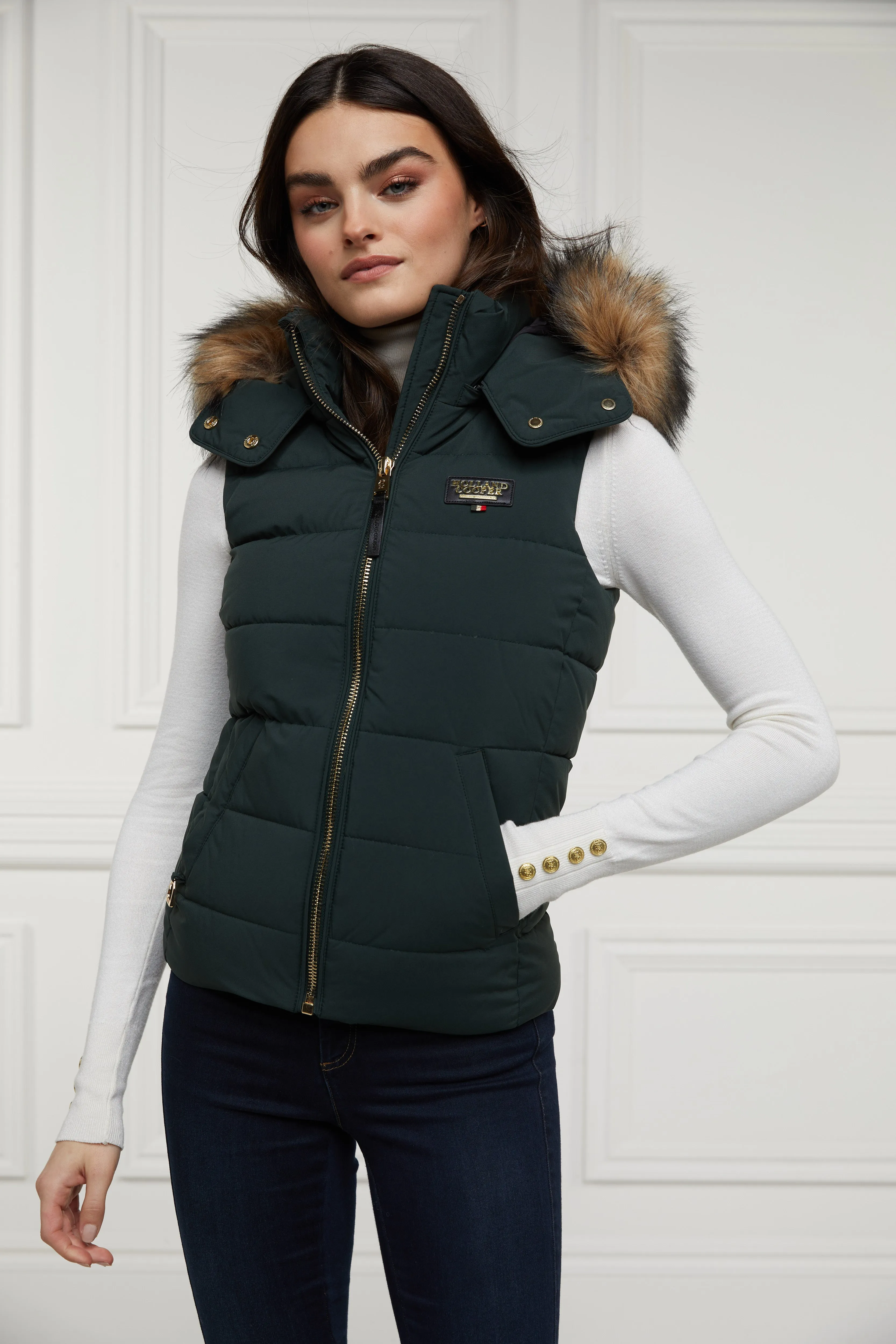 Heritage Faux Fur Gilet (Racing Green)