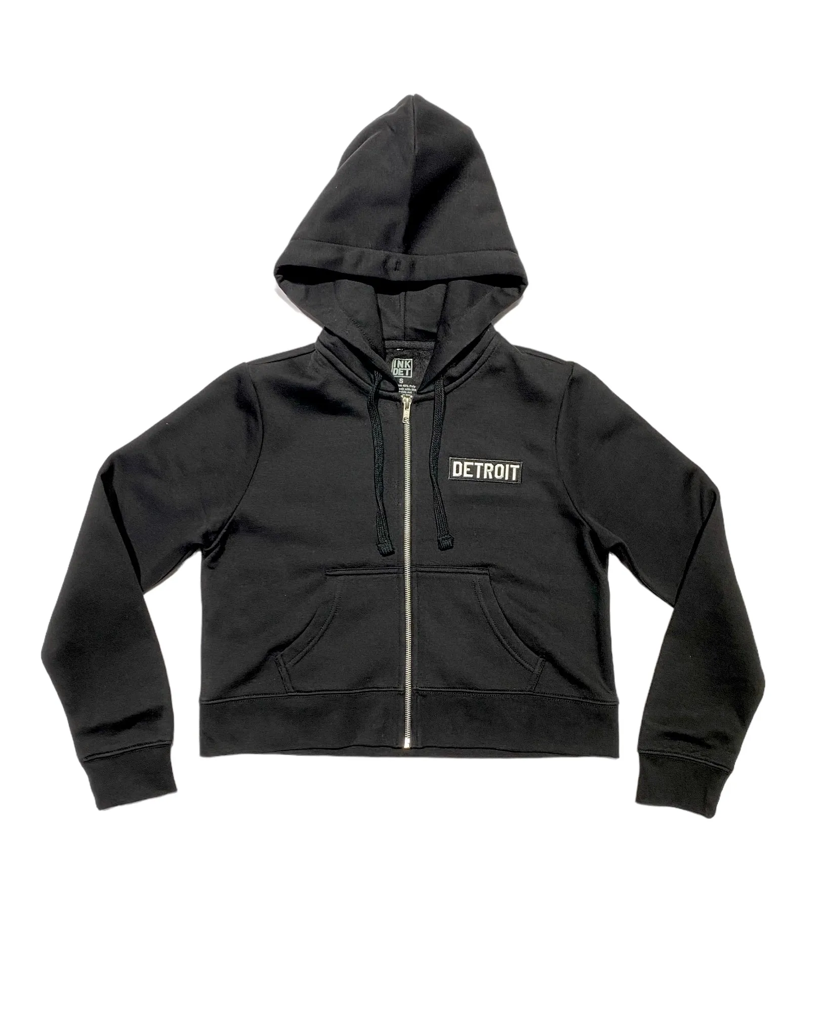 Ink Detroit- Crop Zip Up Hoodie - Black