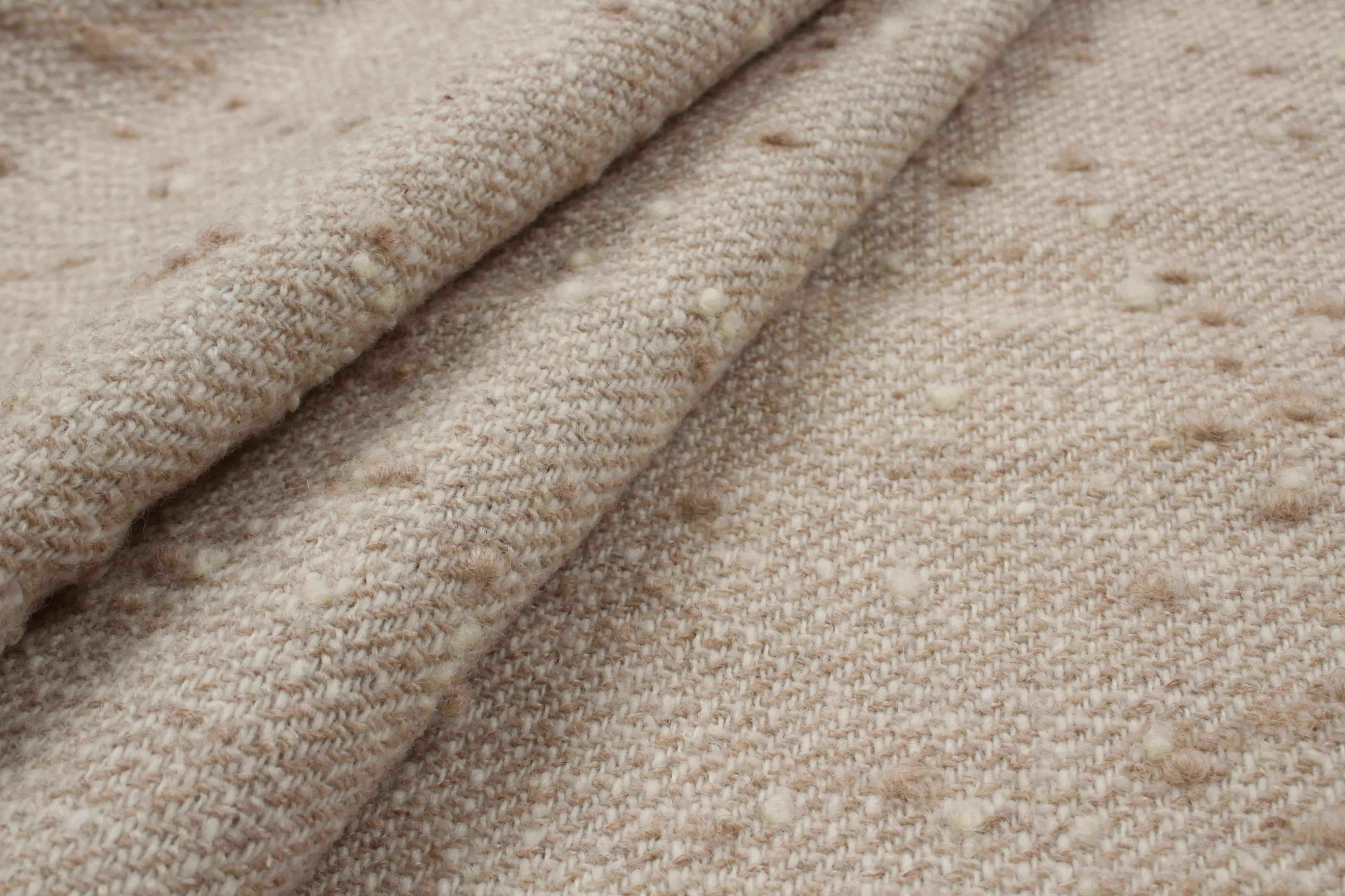 Irregular Neps Wool Fabric for Coats - Beige