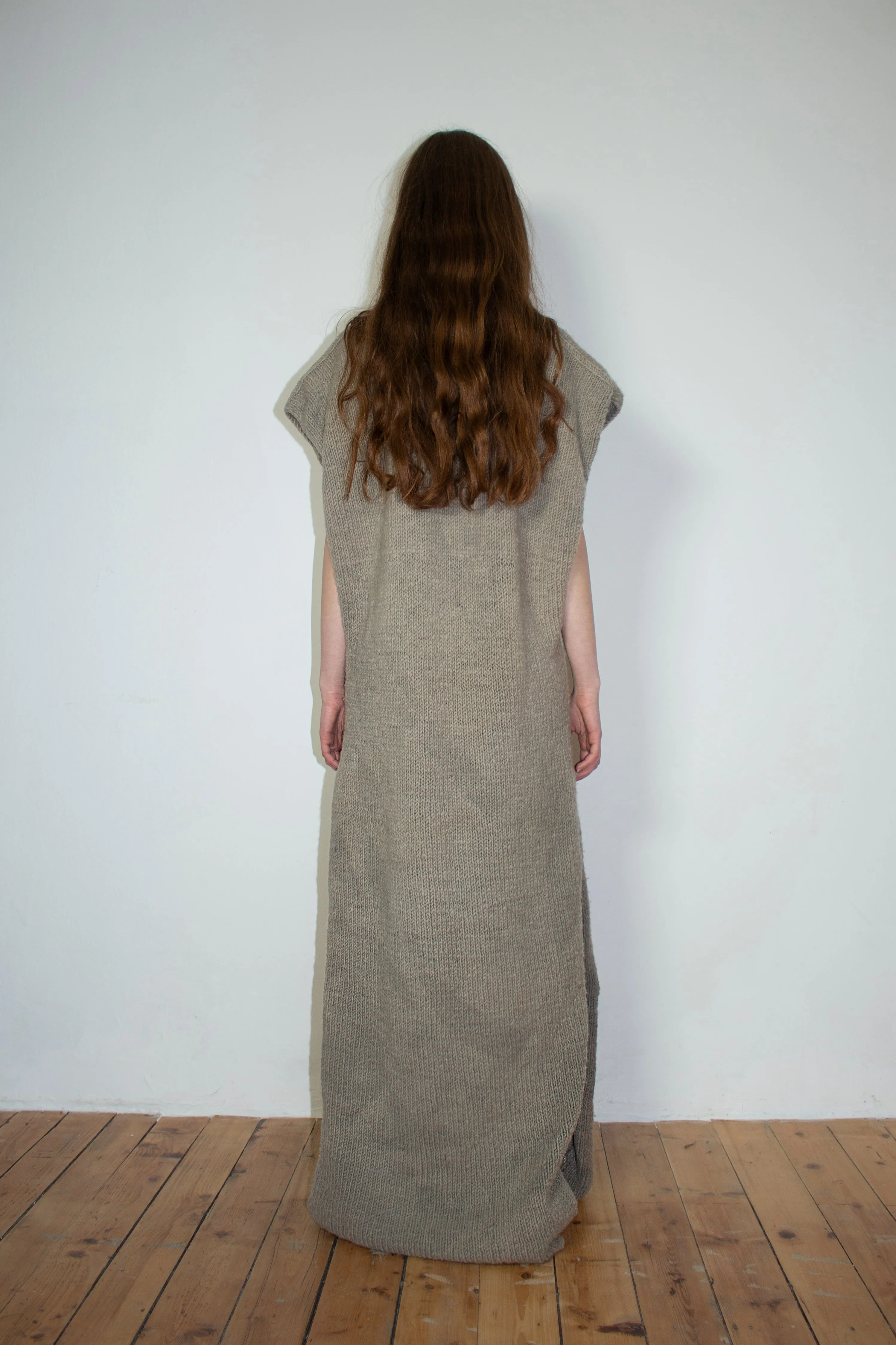 Ivory naturally dyed hand-knitted dress