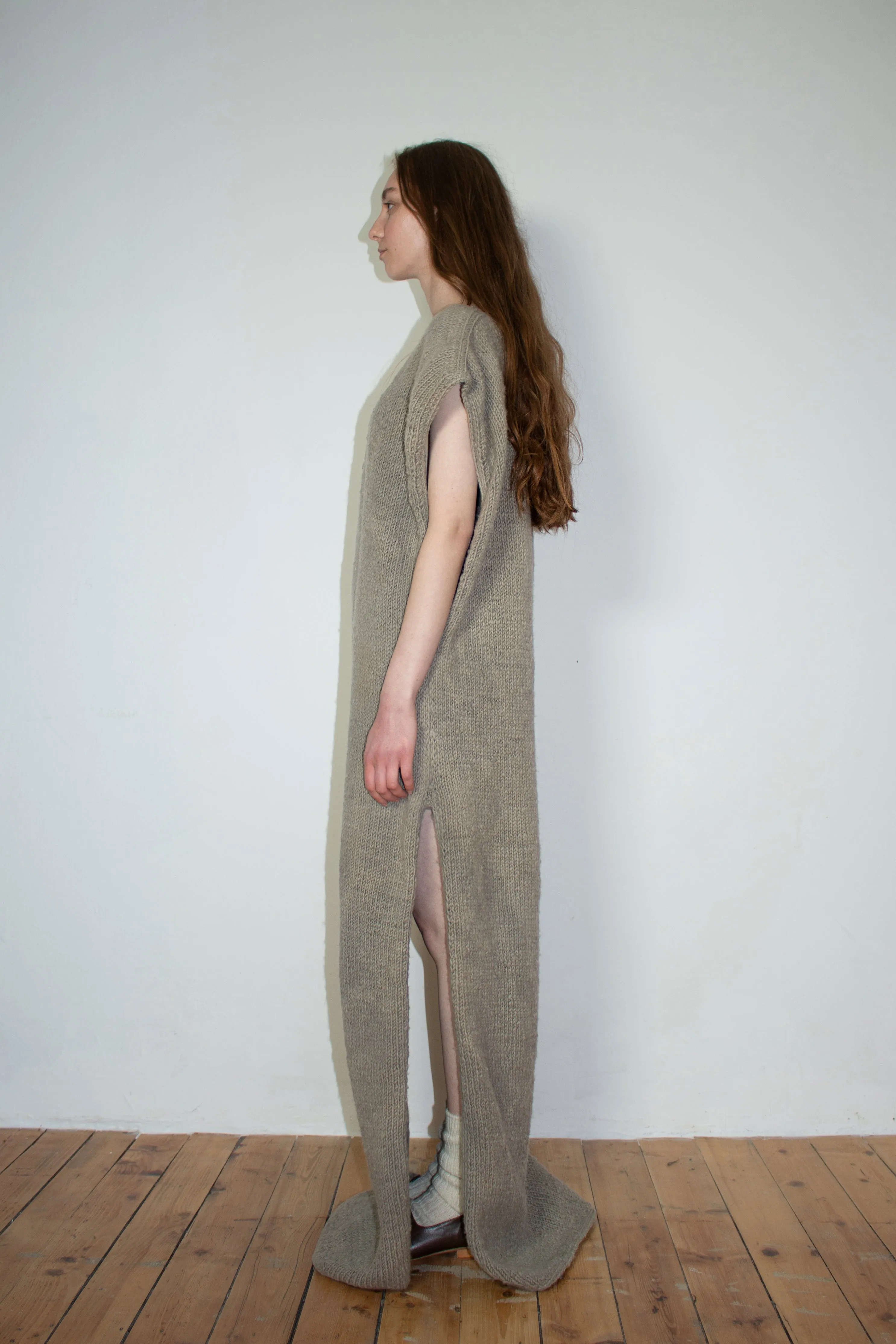 Ivory naturally dyed hand-knitted dress