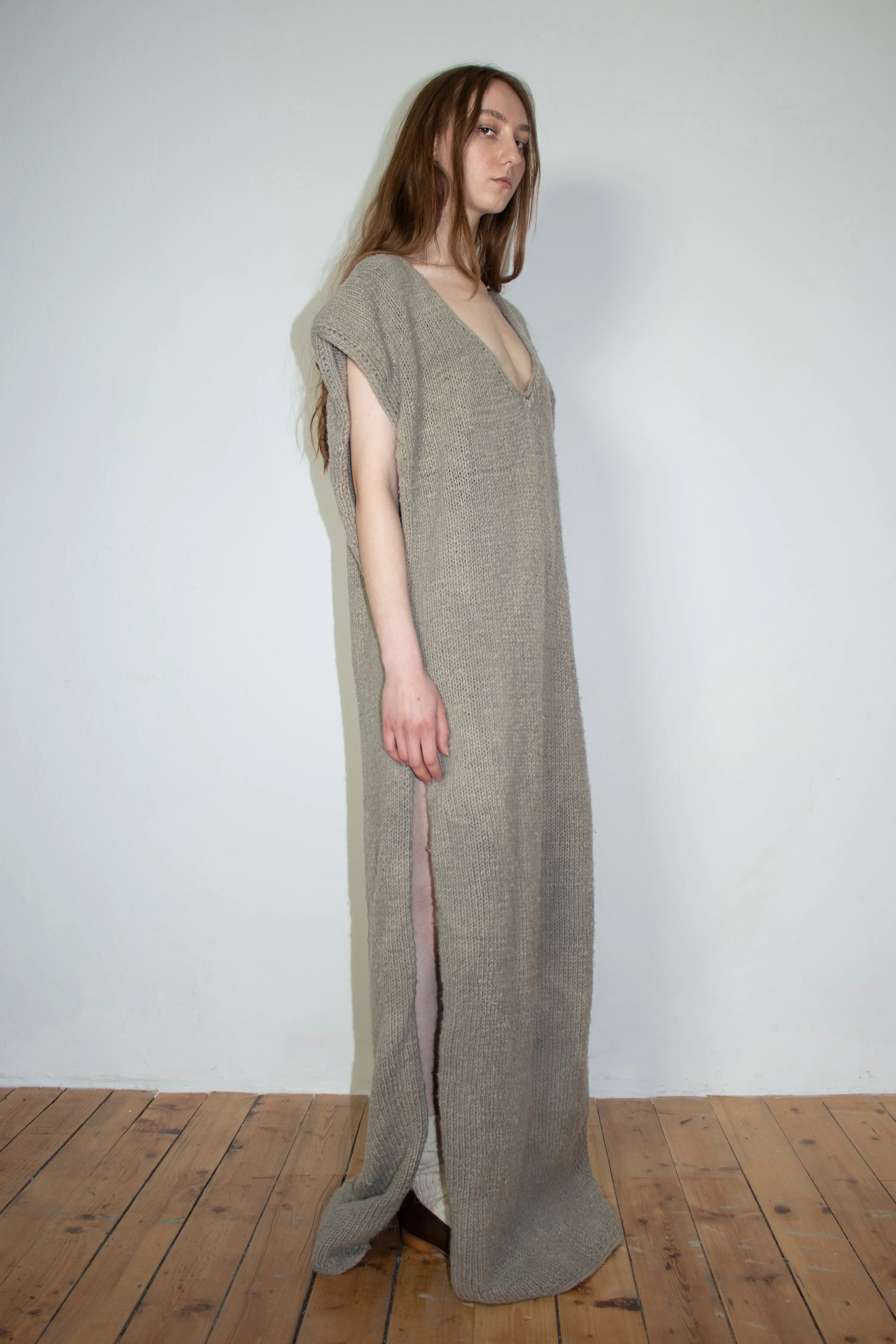 Ivory naturally dyed hand-knitted dress