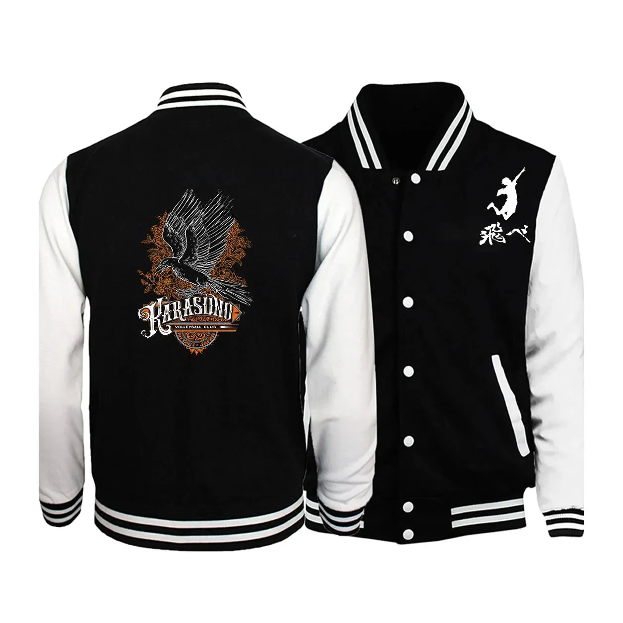 Japanese anime Haikyuu!! Retro Letter Mens Hip Hop Clothes Loose Fashion Baseball Uniform Casual New Tops Comics Male Jackets