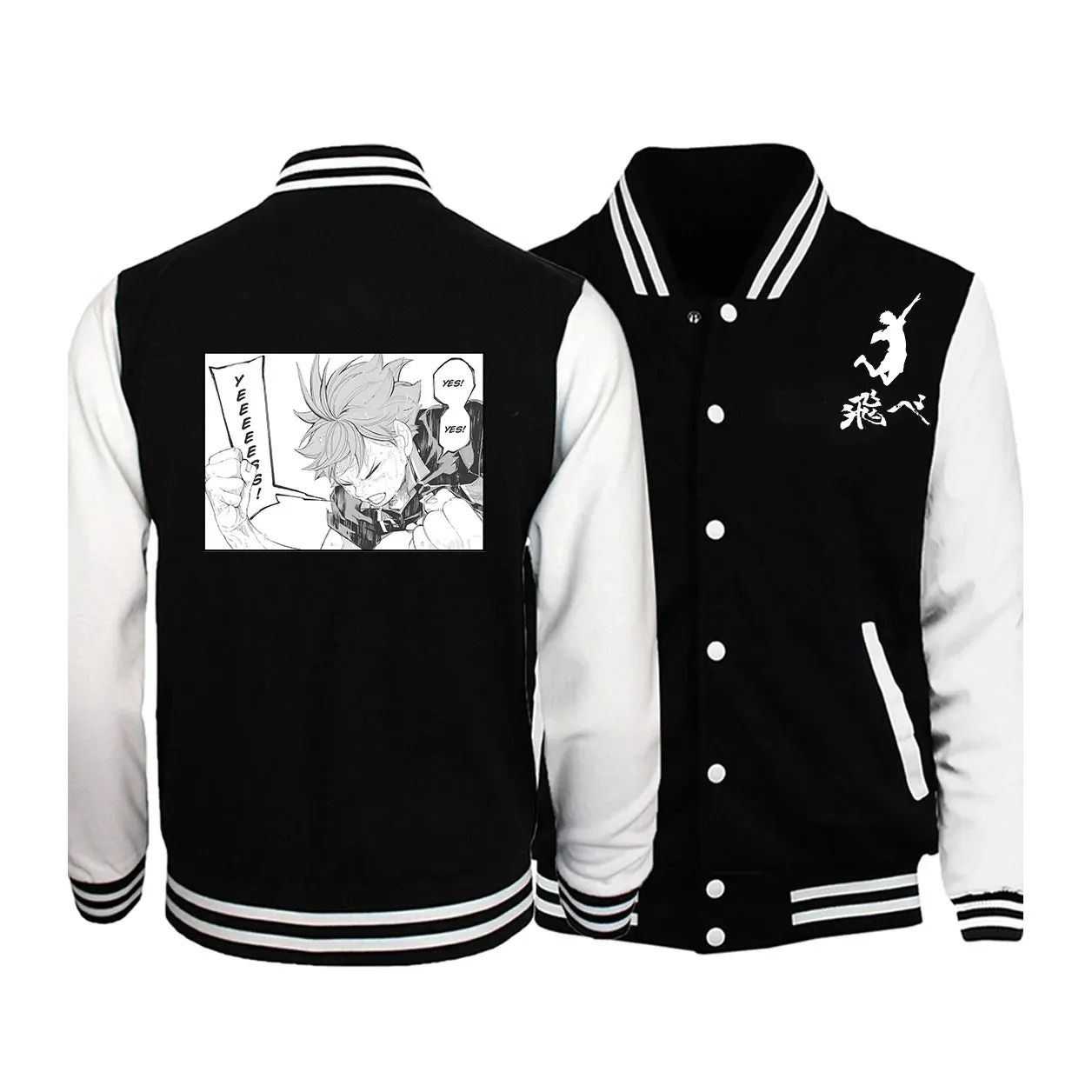 Japanese anime Haikyuu!! Retro Letter Mens Hip Hop Clothes Loose Fashion Baseball Uniform Casual New Tops Comics Male Jackets