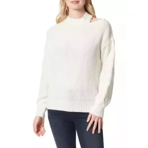 Jessica Simpson Women's Long Sleeve Cut Out Shoulder Pullover Sweater