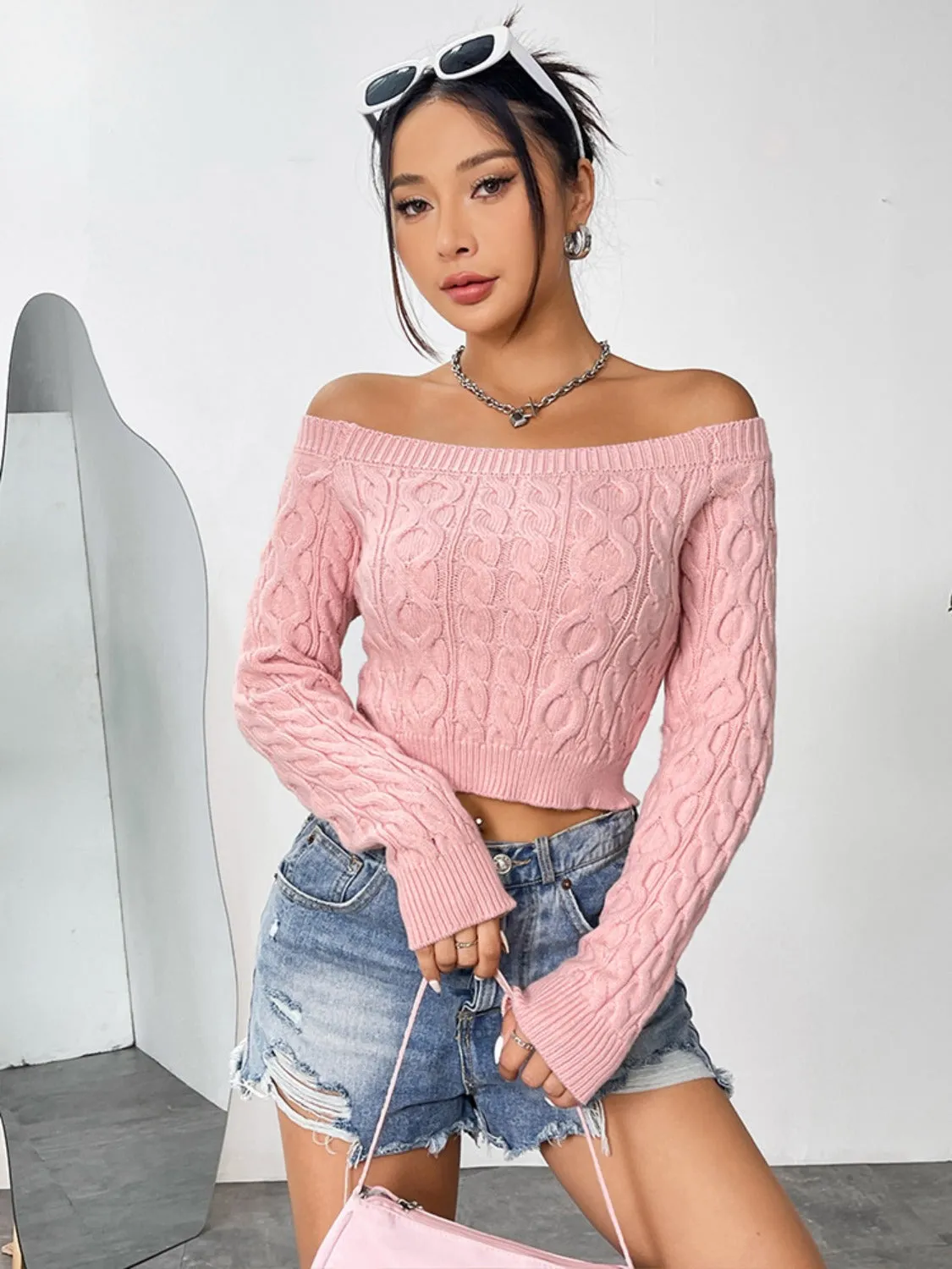 Just BE. Kori Cable-Knit  Top