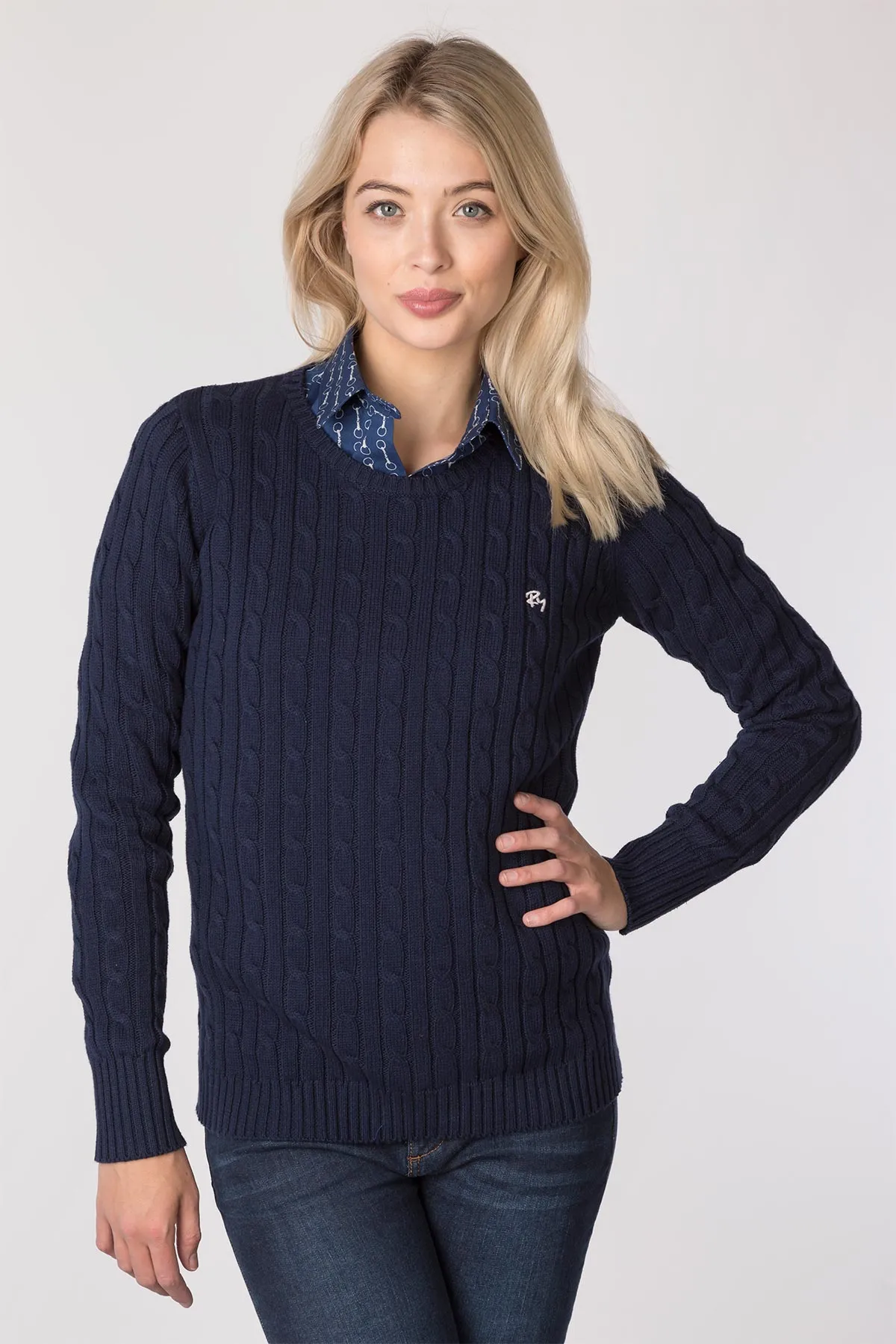 Ladies Crew Neck Cable Knit Jumper